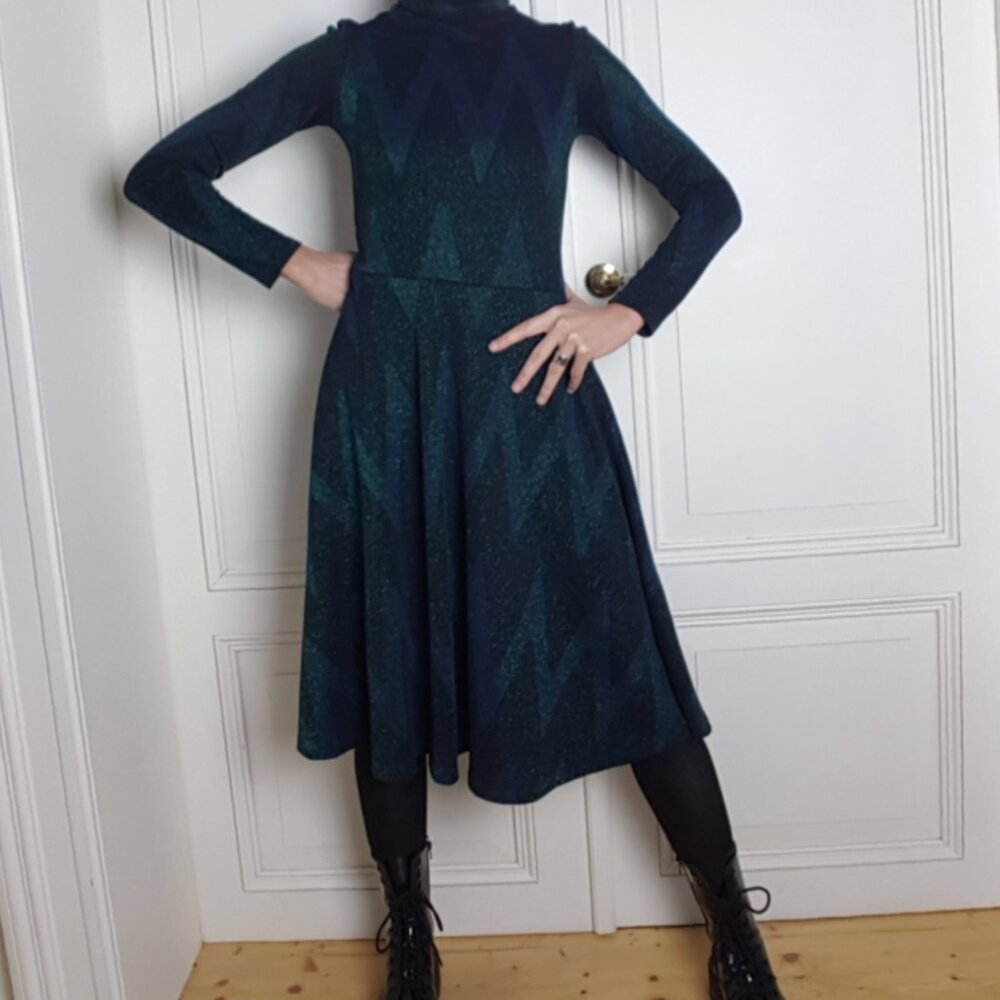 Otto D'ame Glittery Chevron Pattern Fit 'N Flare Dress